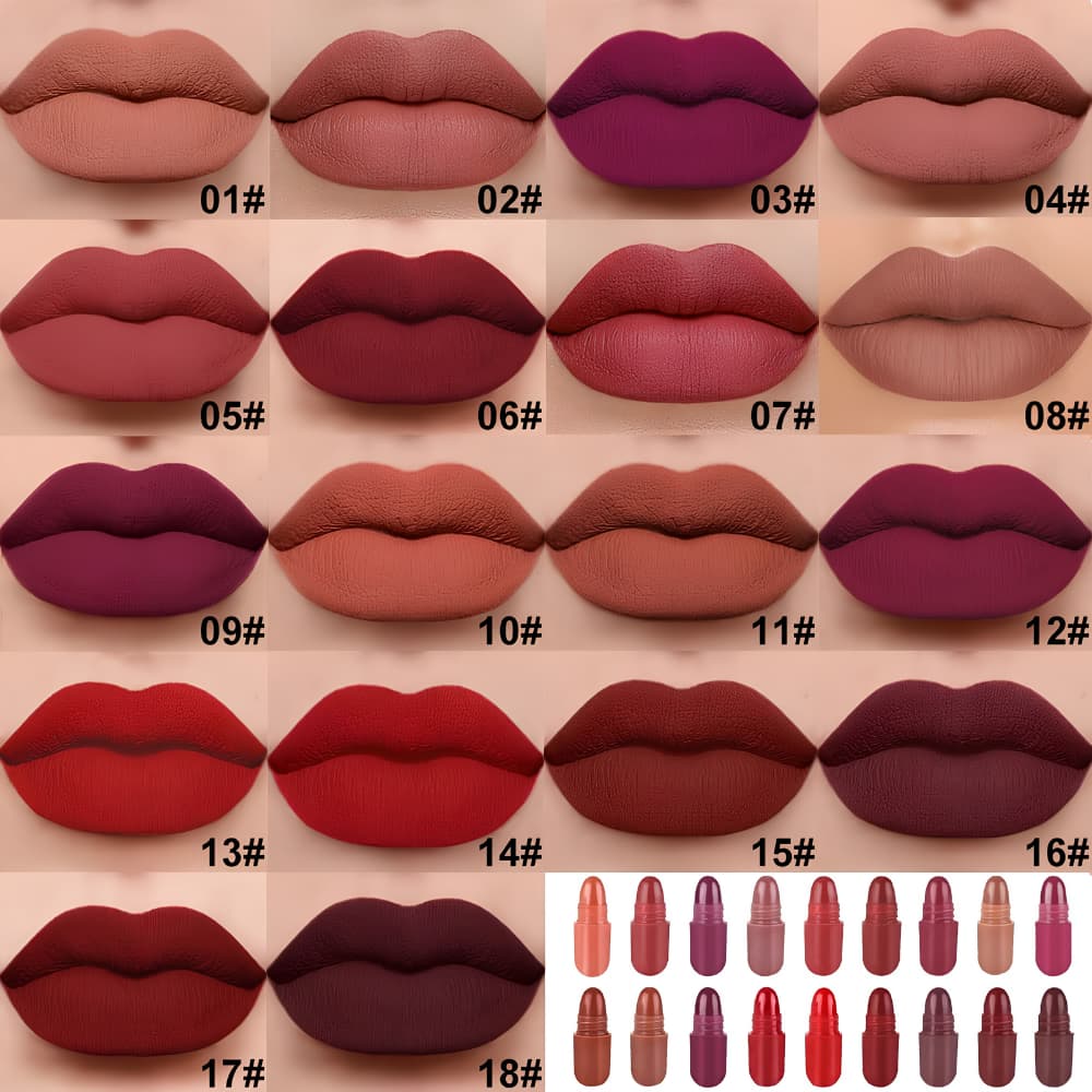 Mini Capsule Lipstick Set ( 18PC ) Moisturizing, Long-Lasting & Portable