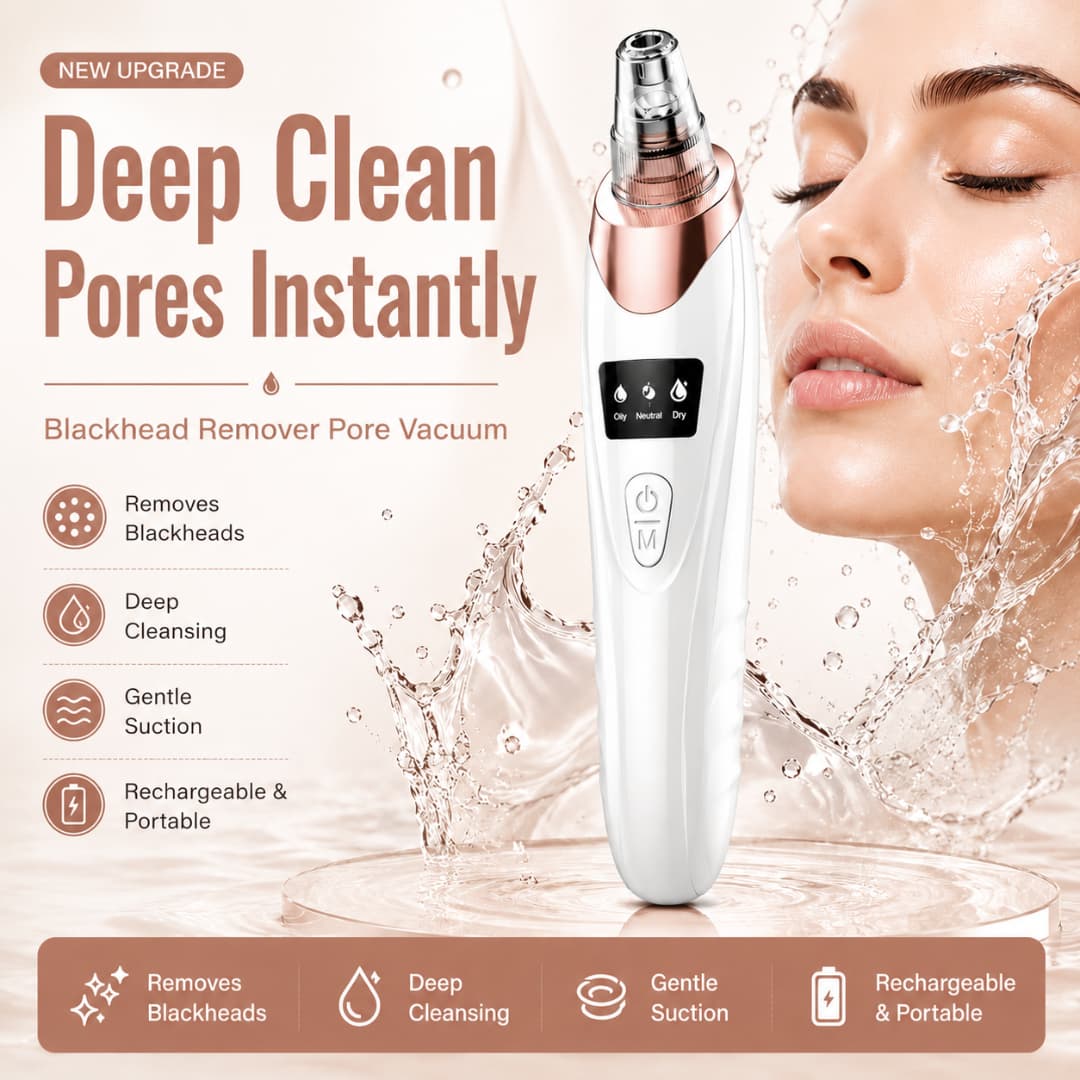 Electric Blackhead Remover – Facial Pore Vacuum with Multiple Suction Levels
