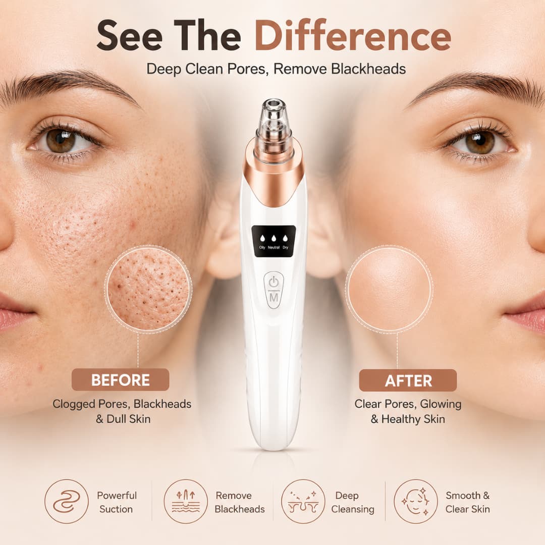 Electric Blackhead Remover – Facial Pore Vacuum with Multiple Suction Levels