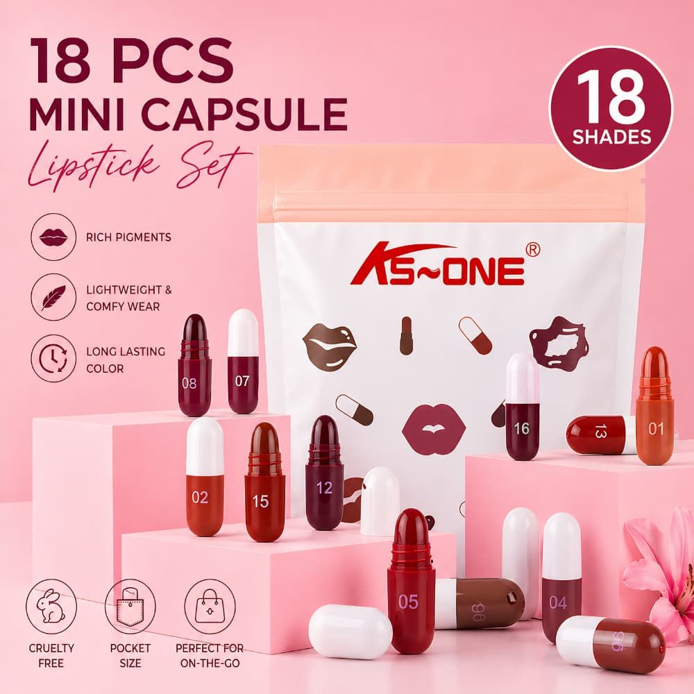 Mini Capsule Lipstick Set ( 18PC ) Moisturizing, Long-Lasting & Portable