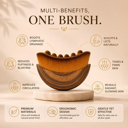 Lymphatic Face Massage Brush With Case – Reduce Puffiness, Define Jawline & Boosts Skin Glow