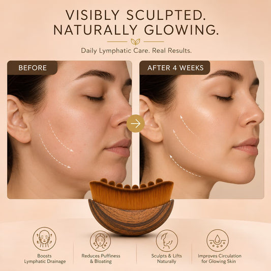 Lymphatic Face Massage Brush With Case – Reduce Puffiness, Define Jawline & Boosts Skin Glow