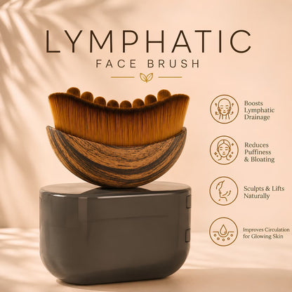 Lymphatic Face Massage Brush With Case – Reduce Puffiness, Define Jawline & Boosts Skin Glow