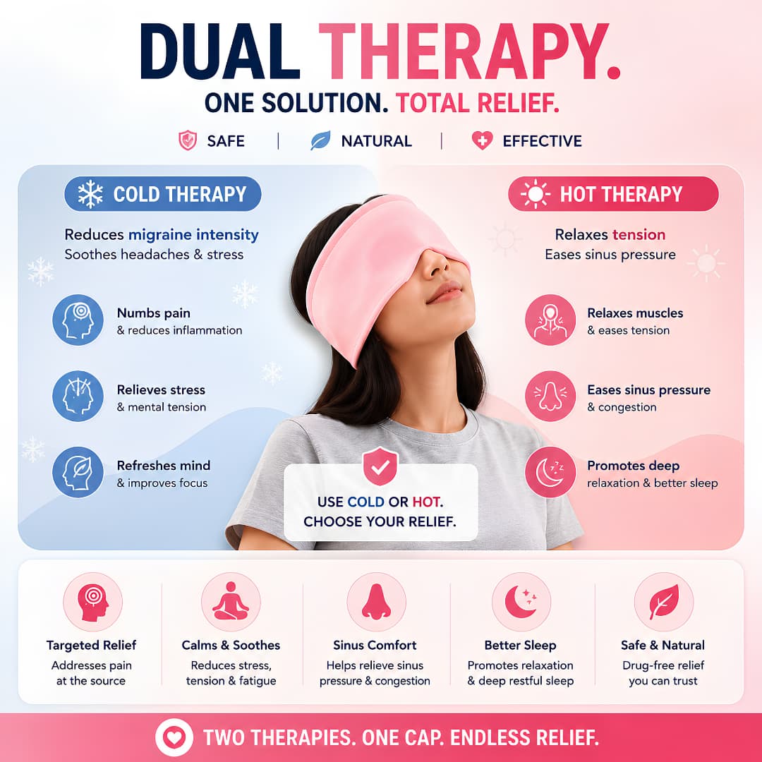 Migraine Pain Relief Cap – Hot & Cold Therapy Headache Relief Solution